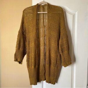 Open Knit Boho Sweater - Mustard - One Size